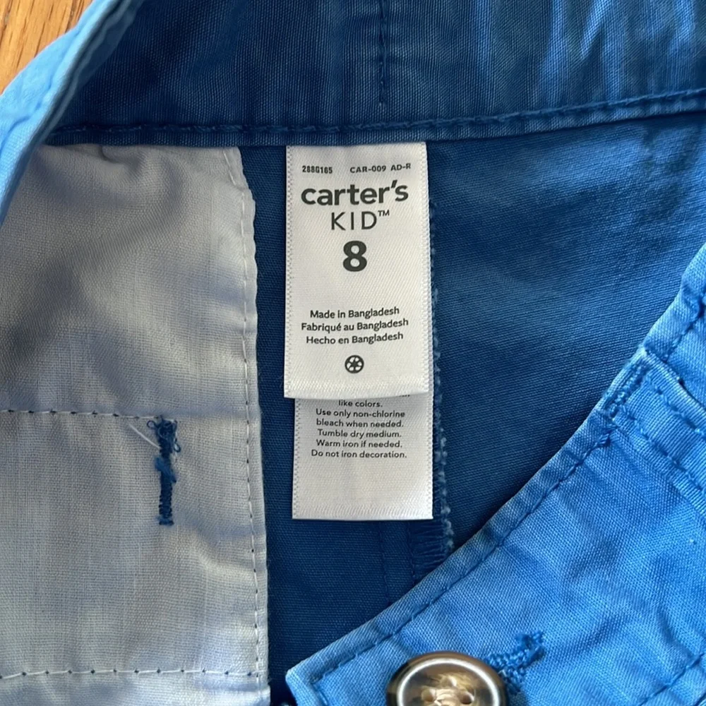Carter’s size 8 kids blue flat front cotton shorts. NWT